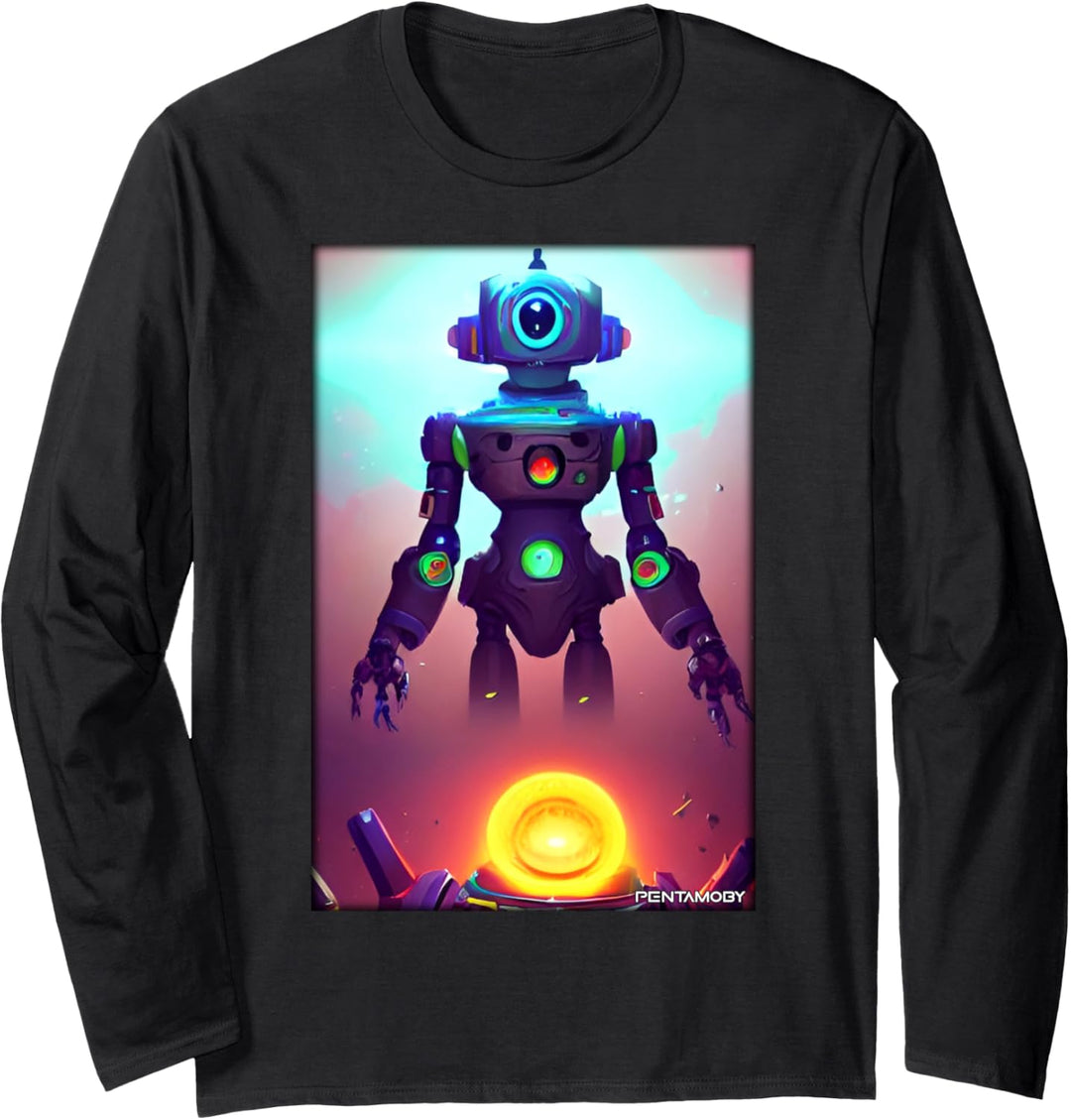 Roboter Zukunft Technik Wissenschaft Sci-Fi Maschine Langarmshirt