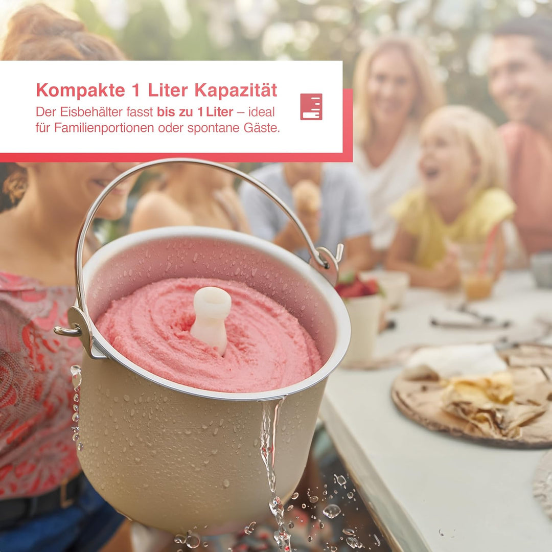 Solis Gelatissima Eismaschine (Typ 8503) – 1L Eiscreme Maschine für Zuhause, Frozen Yogurt & Sorbet