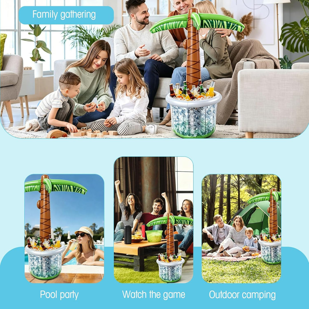 150cm Aufblasbare Palme mit Getränkekühler – Strand & Themeparty Deko – Inkl. Aufblasbarer Getränkeh