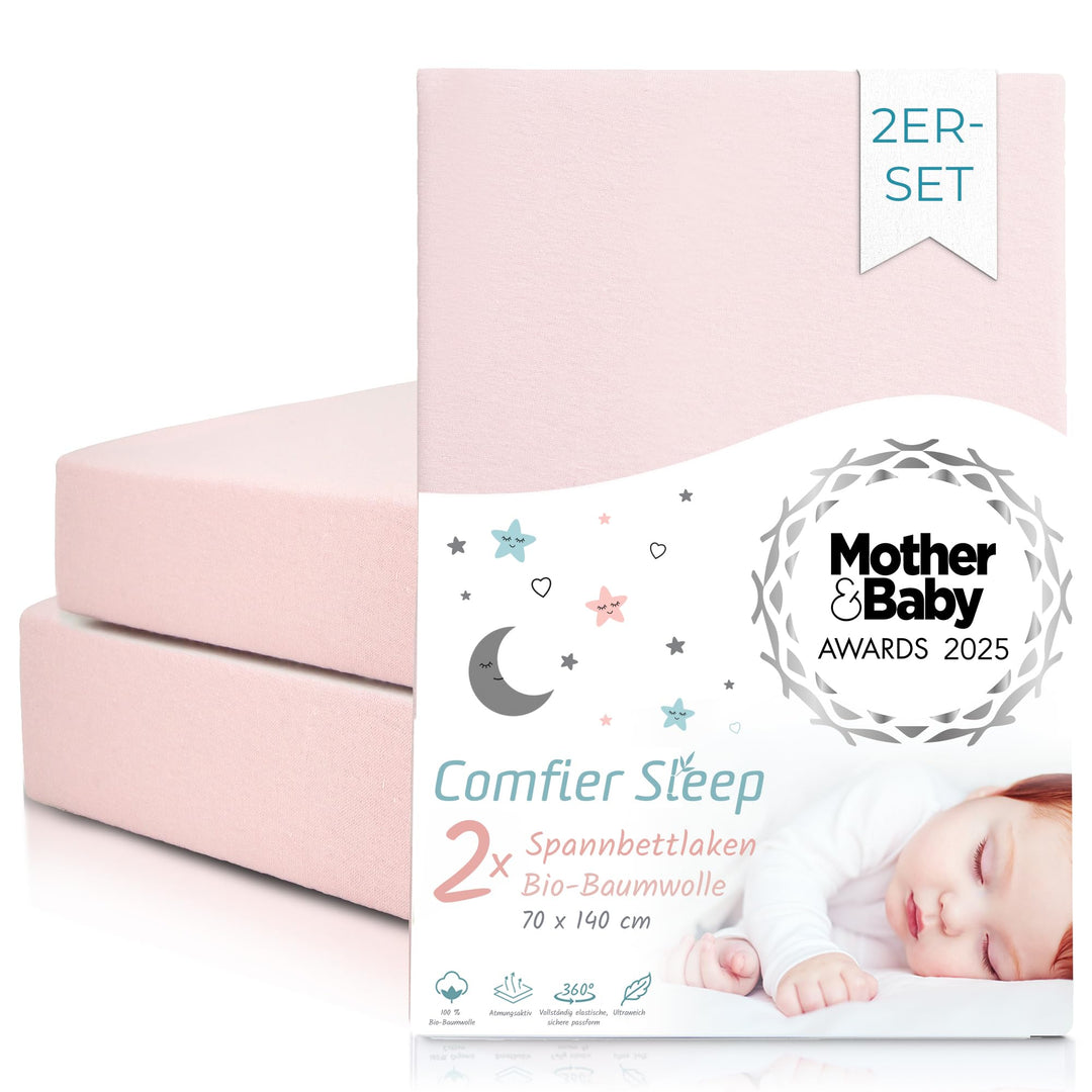 Spannbettlaken 70x140 aus 100% komplett natürlicher Bio-Baumwolle bettlaken 70 x 140 Baby in Rosa Fa