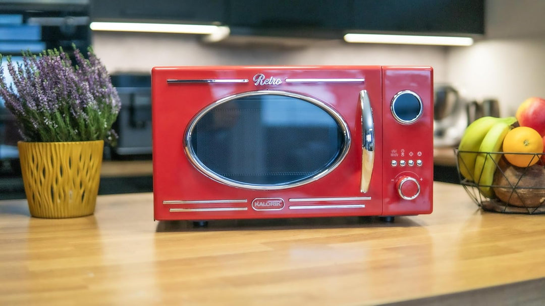 Kalorik Retro Mikrowelle, Rot, Vintage-Design, mit Grillfunktion, Digitale Steuerung, MW 2600 DGR 11