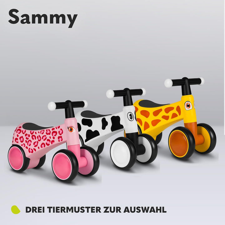 Lionelo Sammy Baby Rider 1 bis 3 Jahre, 4-Rad-Reiter bis 25 kg, rutschfeste Griffe mit Beleuchtung,
