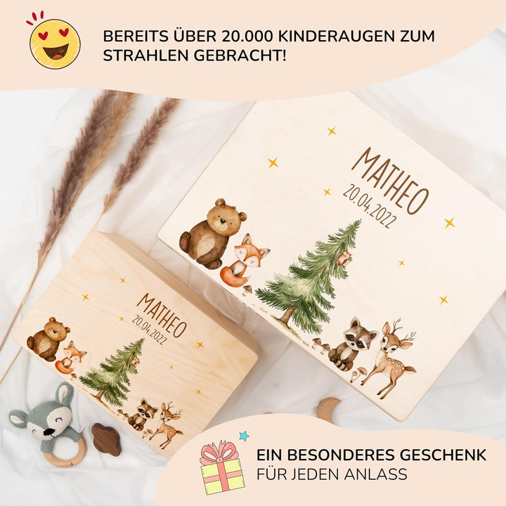 KIDSMOOD - Erinnerungsbox Baby, personalisierte Holzkiste mit Deckel, Ideal zur Aufbewahrung von Eri