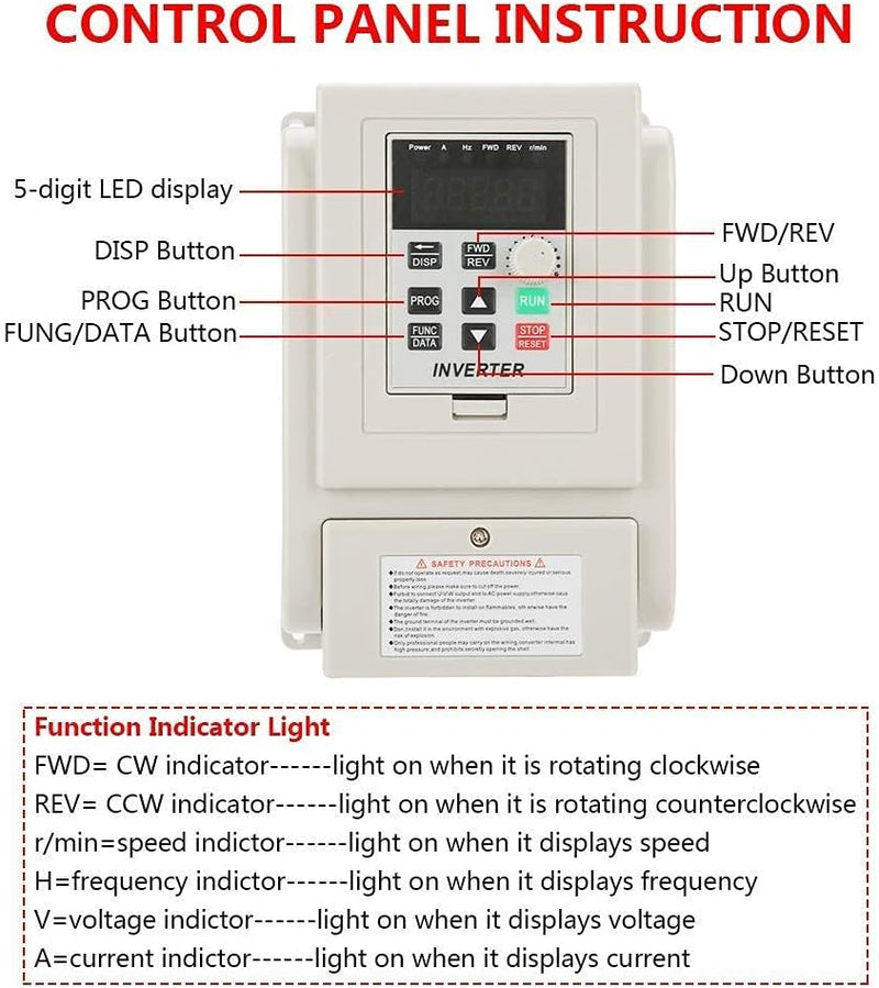 Fafeicy AT1-4000X Frequenzumrichter, 220 V Einphasen-4-kW-Frequenzumrichter, VFD-Drehzahlregler, für