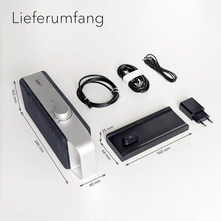 faller Oskar TV Lautsprecher/Soundbar mit Clear Voice (tragbar, kabellos, einfache Bedienung, Alumin