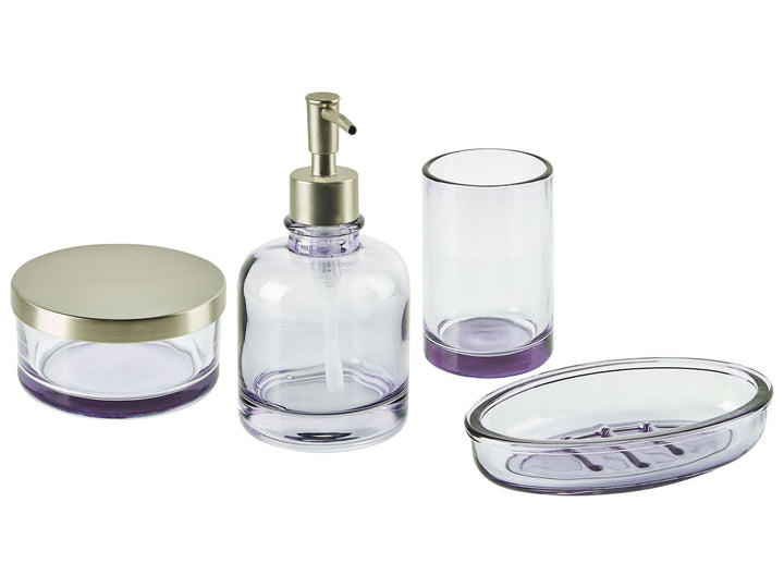 Badezimmer Set 4-teilig aus Glas violett eleganter Stil Telma