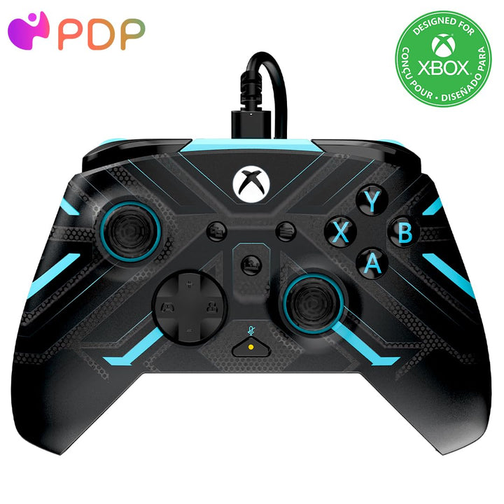 PDP Xbox REMATCH GLOW Wired controller TITAN STEEL Schwarz Blau, Schwarz Blau