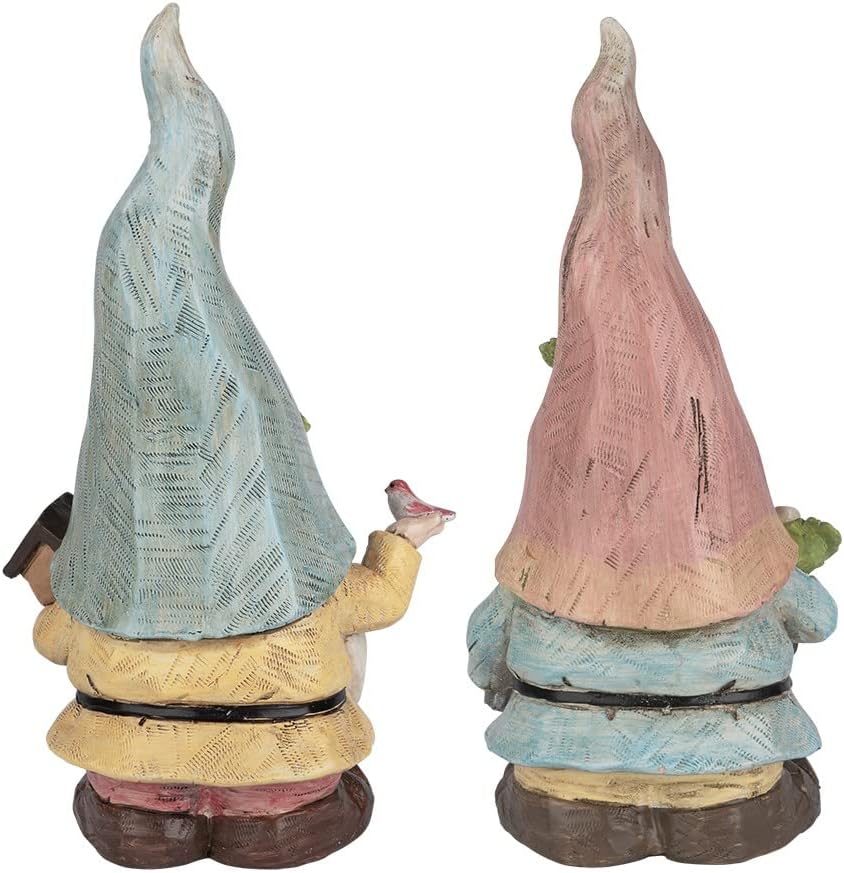 Ideen mit Herz Deko-Figuren Wichtel | Paar mit Giesskanne & Vogelhaus | Garten-Zwerg | Frühjahrs-Dek