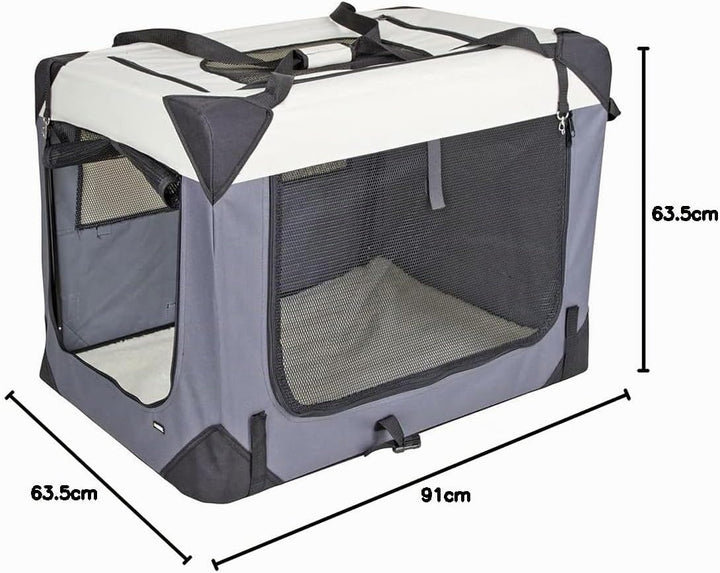 Kerbl Pet Transportbox Journey, 92x65x66cm, grau/beige L 91 x B 64 x H 64 cm, L 91 x B 64 x H 64 cm