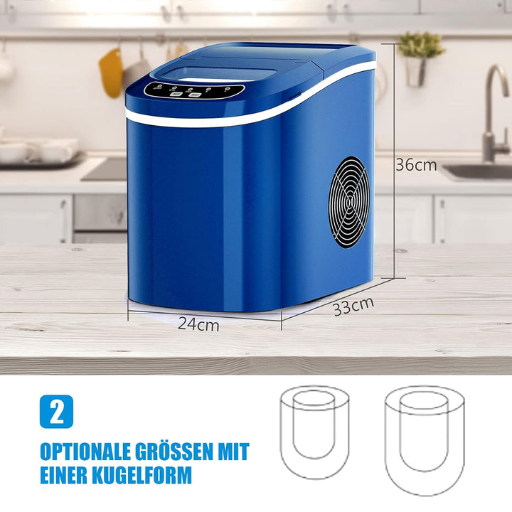 GOPLUS Eiswürfelmaschine, 12kg in 24 Std. Eiswürfelbereiter mit 2 Eiswürfel-Grössen & 2,2 Liter Wass