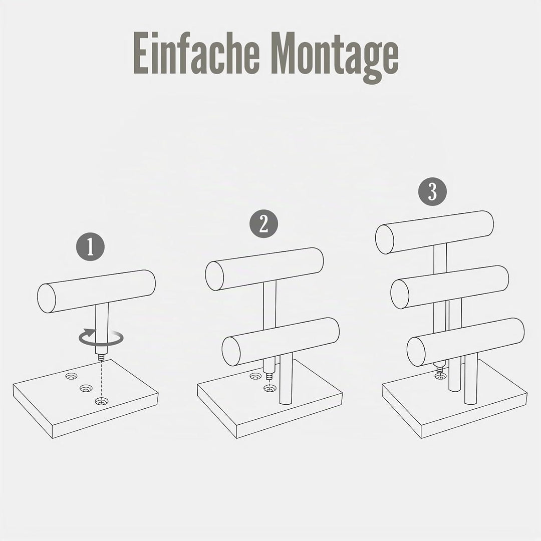 ProCase 3 Etagen T-Form Armbandhalter aus Holz, Abnehmbare Armband Halterung Schmuckhalter Armbänder