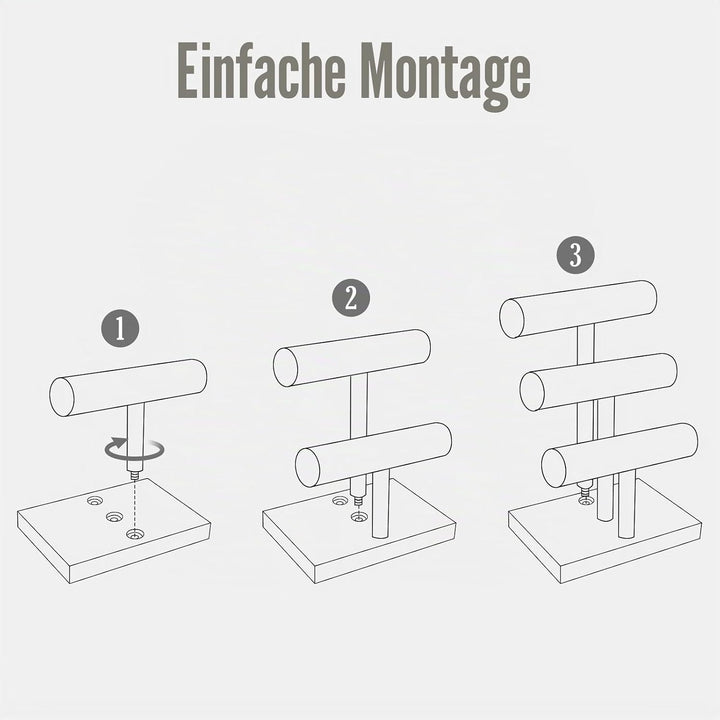 ProCase 3 Etagen T-Form Armbandhalter aus Holz, Abnehmbare Armband Halterung Schmuckhalter Armbänder