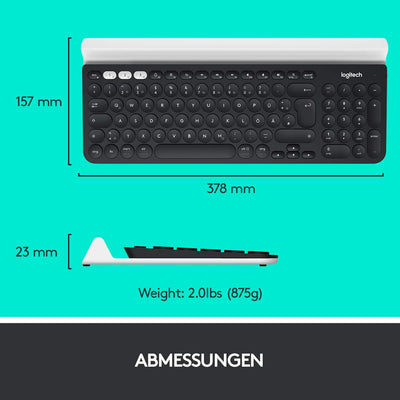 LOGITECH K780 Multi-Device Wireless Keyboard - Nordisches Layout Grau/Weiss K780 Multi-Device, Grau/