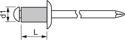 Blindniet Alu Standard Flachrundkopf 5 x16mm 6300960