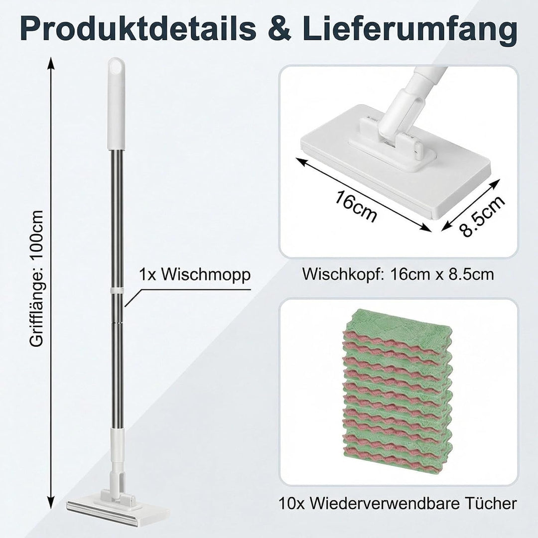 NEU Wischmopp mit Druck-Klemm-System Hygienischer 1-Knopf-Wechsel ohne Händewaschen Automatisches Kl
