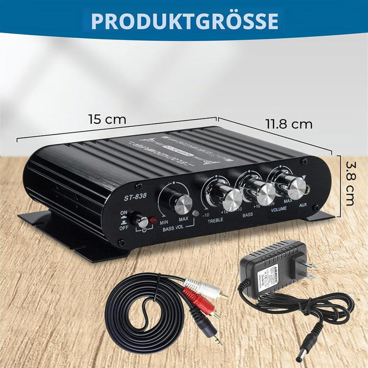 Bluetooth HiFi Audio Verstärker, RMS 80Wx2+80W ST-838 Mini Hifi Verstärker mit Bluetooth Subwoofer A