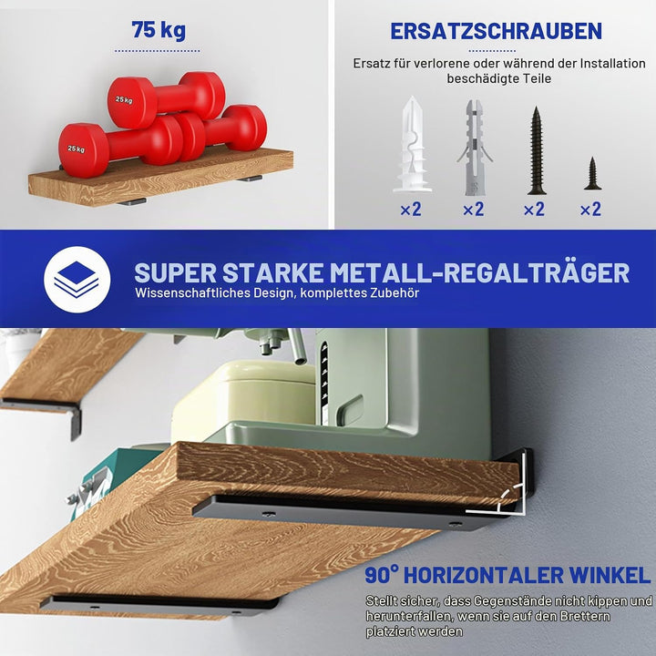 WELDUN 6 Stücke Regalhalterung Regalträger 10 Inch, Schwerlast Regalwinkel für die Wandmontage, Trag