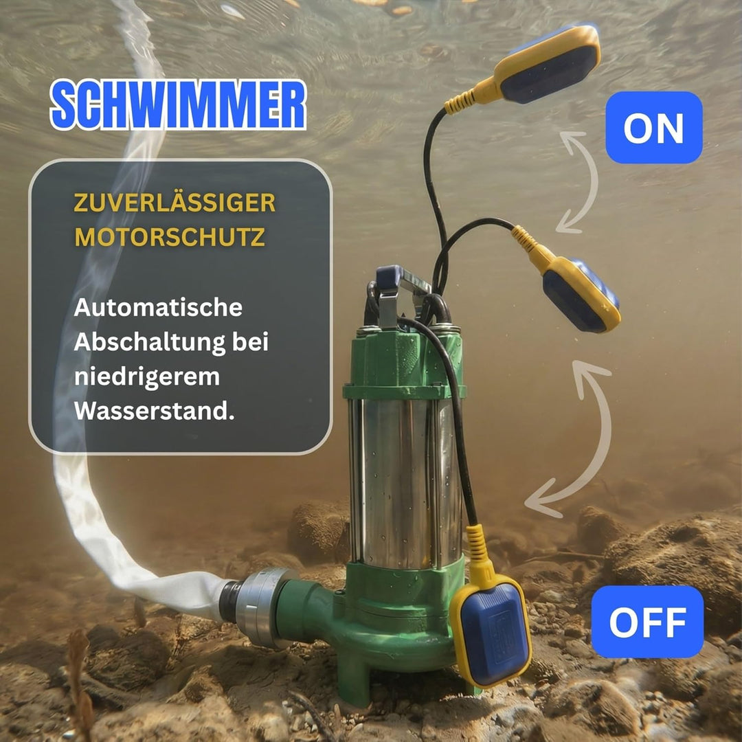 CHM GmbH® Profi Fäkalienpumpe Schmutzwasserpumpe V550 11000 L/h (Profi Fäkalienpumpe ohne 2" C-Schla