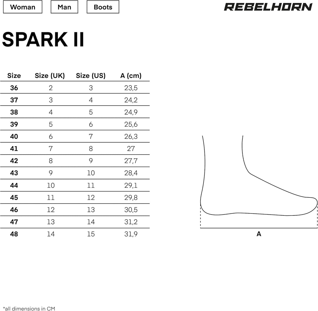 REBELHORN Spark II Motorradstiefel Damen und Herren | PU Leder | ATOP Schnell-Schnürsystem | Knöchel