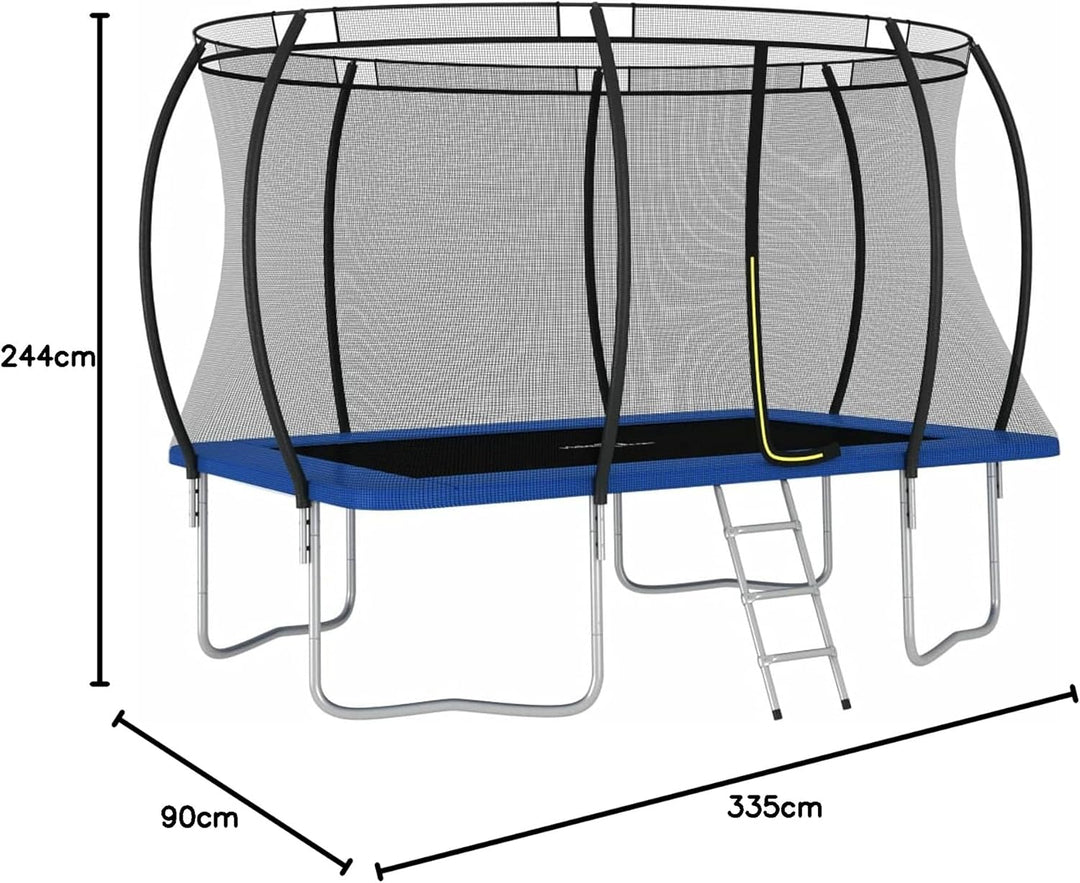 Trampolin-Set Gartentrampolin mit Sicherheitsnetz Rechteckig 335×244×90 cm 150 kg