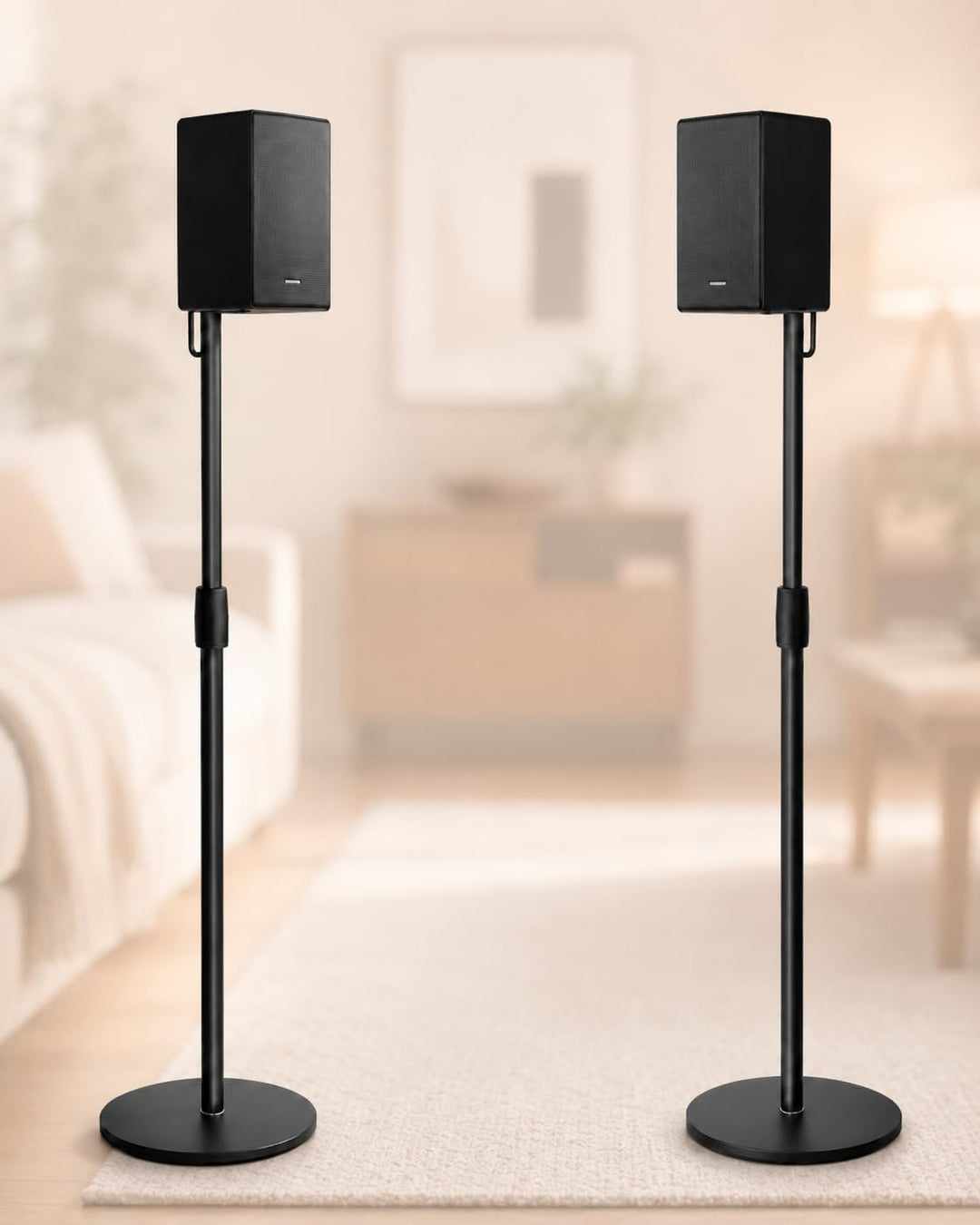 Lautsprecherständer Höhenverstellbar für Lautsprecher bis zu 73-140 cm Boxenständer,2er-Set Bodenstä