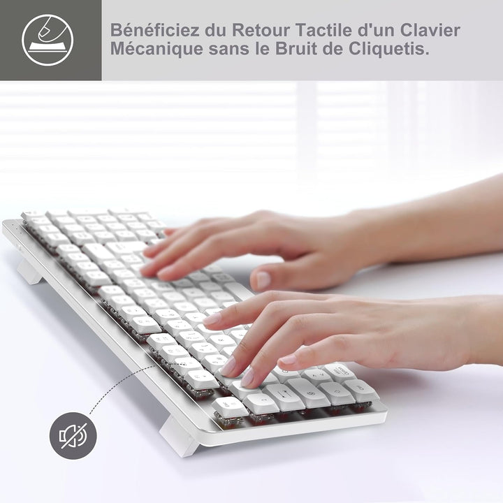 LeadsaiL FA98 Mechanische Tastatur, kabellos, mit Tastatur und Maus mit rotem Schalter, französische