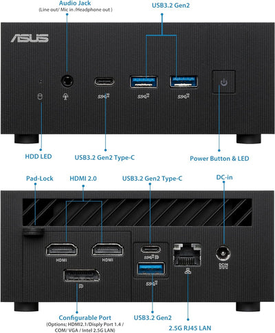 ASUS ExpertCenter PN64-S3032MD Mini PC (Intel Core i3-1220P Prozessor, Intel UHD Grafik, 8GB DDR5 RA