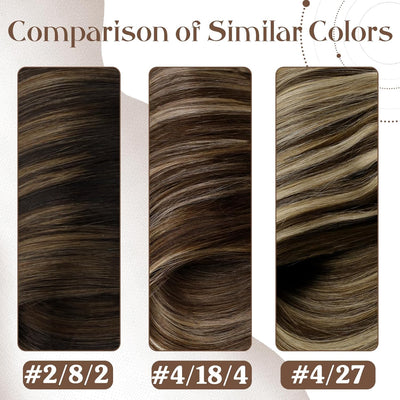 Hetto Echthaar Microring Extensions Balayage Microring Echthaar Extensions Dunkelstes Braun bis Hell