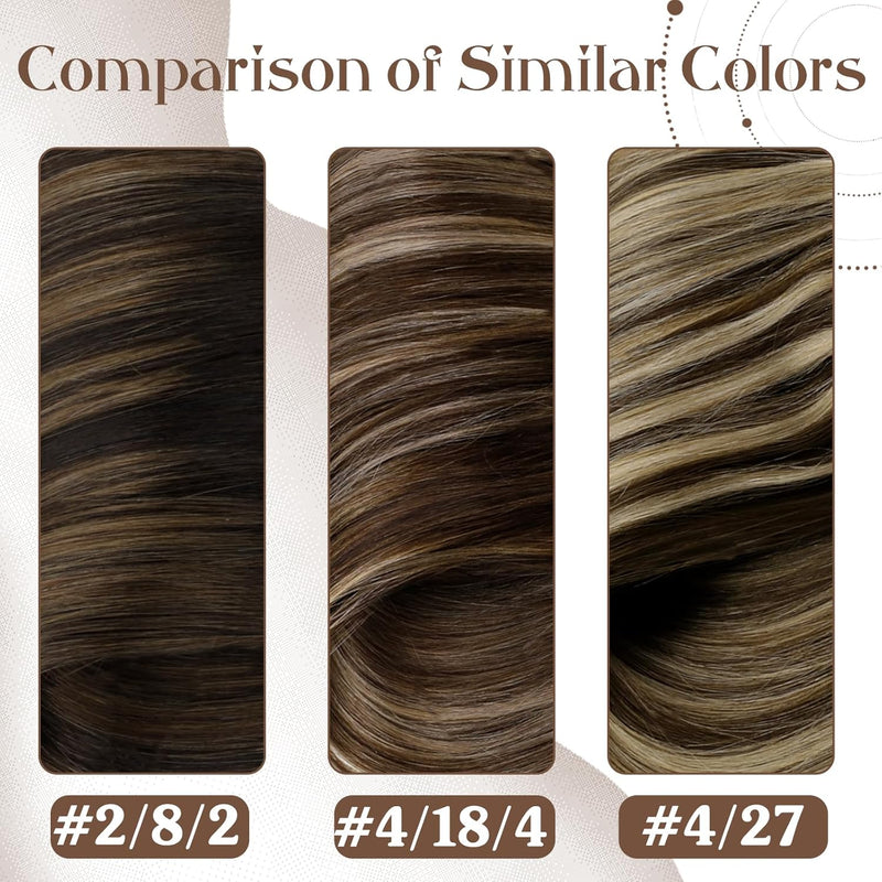 Hetto Echthaar Microring Extensions Balayage Microring Echthaar Extensions Dunkelstes Braun bis Hell