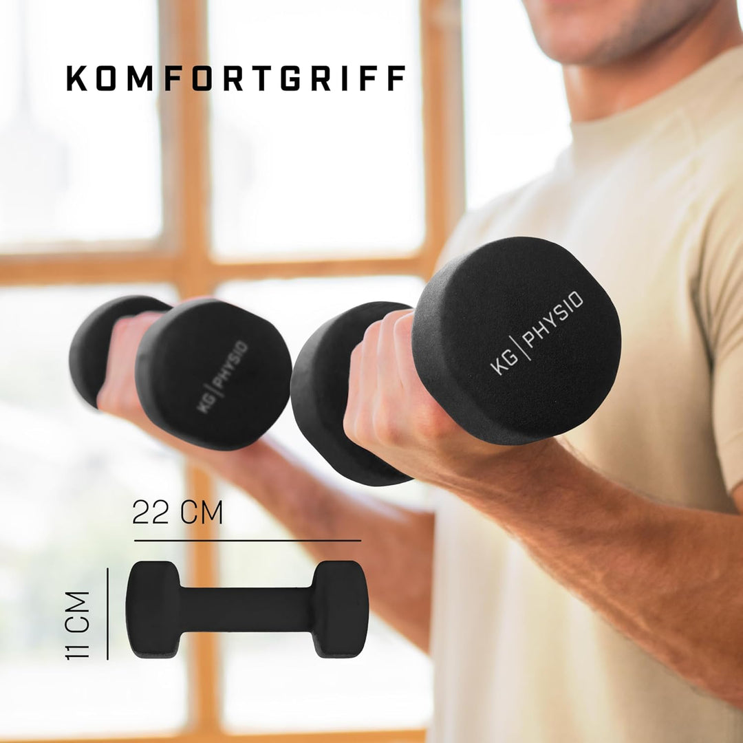 Neopren Hanteln Set - Inkl. Fitnessposter mit 32 Übungen, schweissabweisendes Kurzhanteln 2er Set au