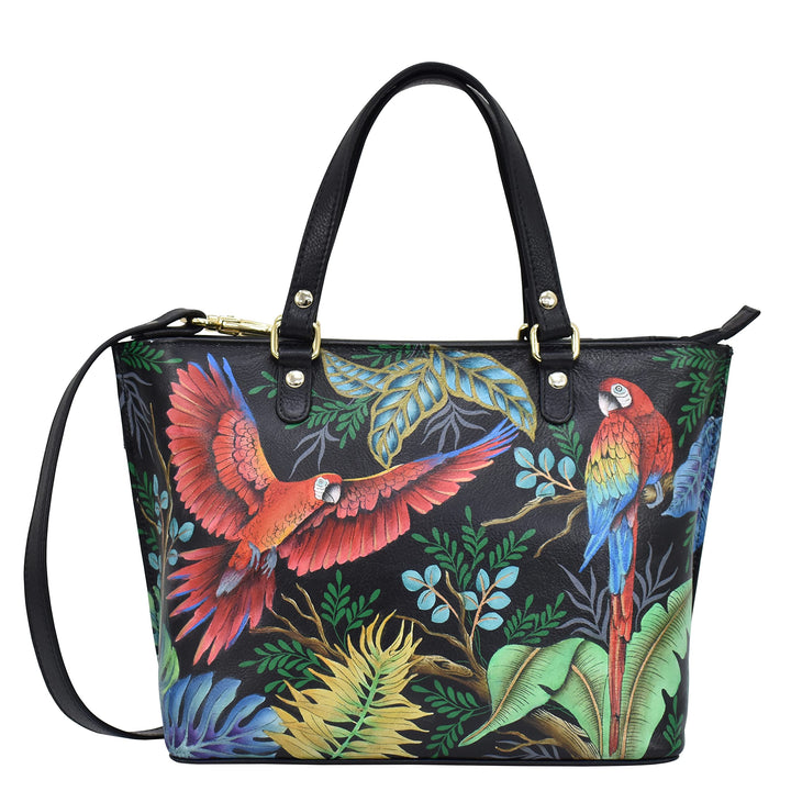 Anuschka Women's Echtleder Medium Tote - Handbemalte Handwerkskunst Rainforest Beauties, Rainforest