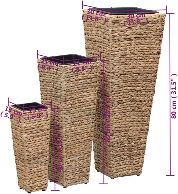 vidaXL Hochbeet 3tlg. Wasserhyazinthe Braun Blumentopf Pflanzkübel Blumenkübel, Braun