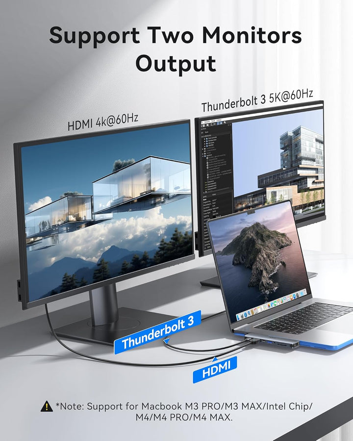 HODO USB C Hub für MacBook, Adapter Mac Air Pro Zubehör 8 in 2 mit 4K 60Hz HDMI,Thunderbolt 3 Port,