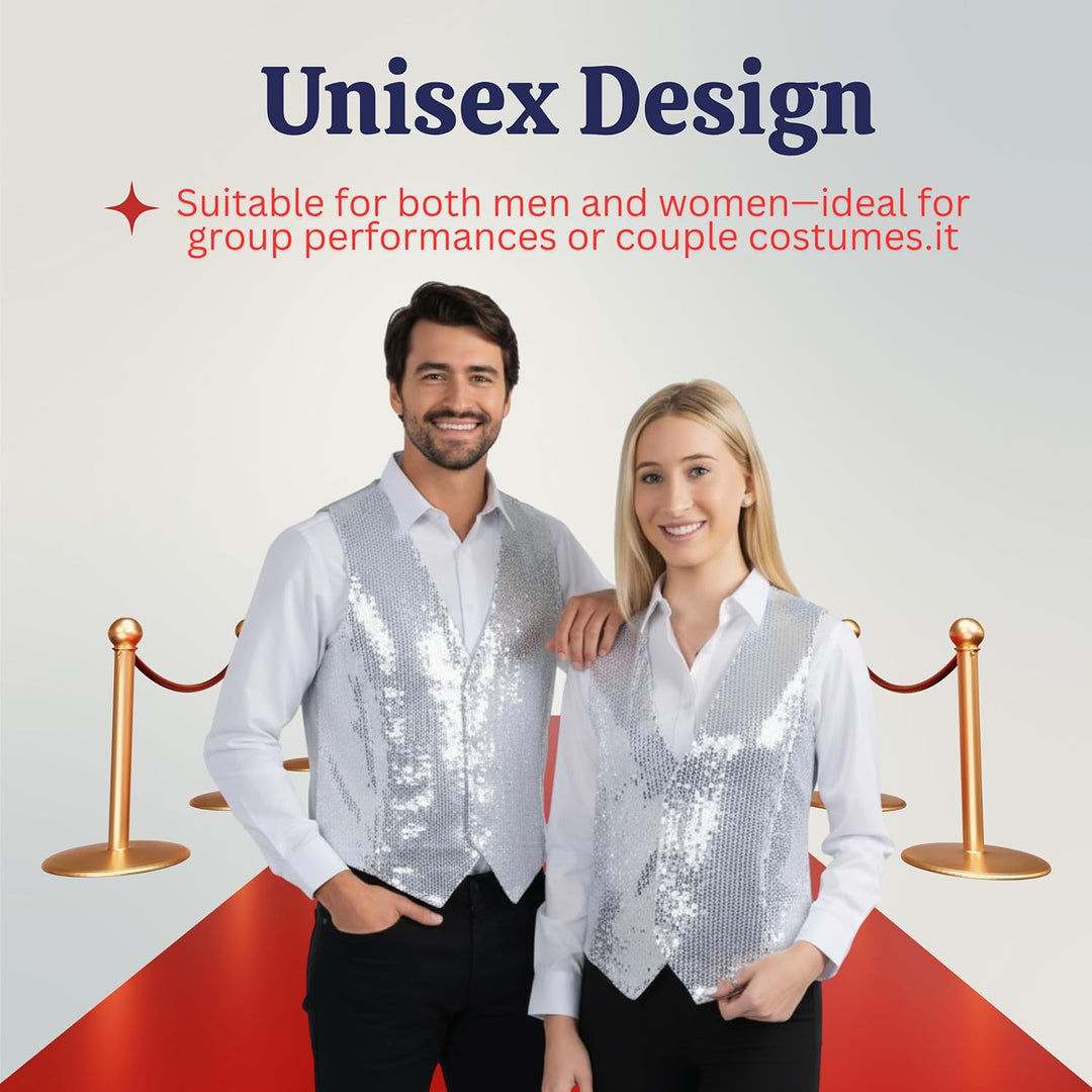 Dress Up America Rote, Silberne, Goldene Paillettenweste – Glänzende Tanzweste Für Erwachsene – Funk