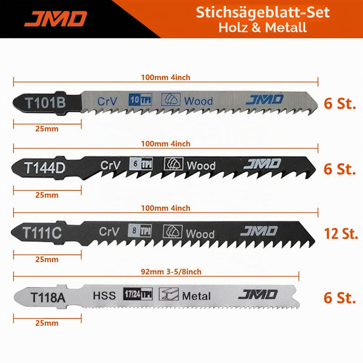 JMD 30 Stk. T118A T101B T144D T111C Stichsägeblatt Holz Metall Sägeblätter Stichsäge für Holz Metall