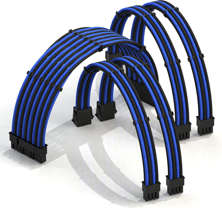 LINKUP - AVA 50cm PSU Kabelverlängerung Ummantelt GPU Nach Mass PC Stromversorgung mit Kamm-Kit┃1x 2