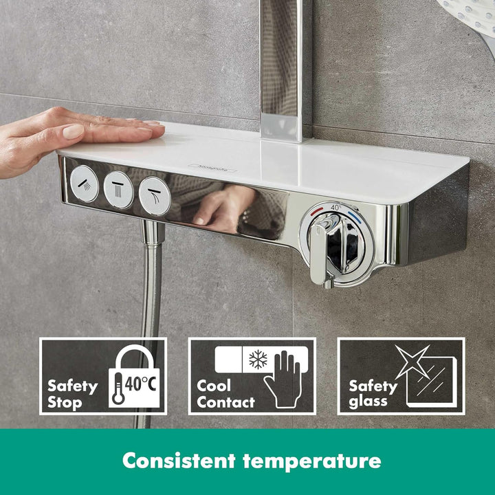 hansgrohe Duschsystem Raindance Select E 300 (Regendusche mit 4 Strahlarten, Duschkopf, Duschstange