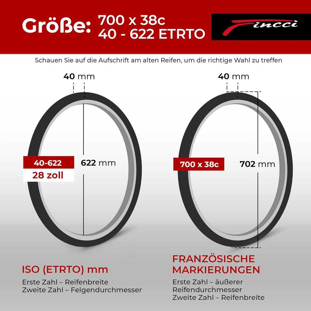 Fincci Paar 700 x 38c 40-622 Reifen mit 3 mm Pannenschutz für Elektrisches Strasse Mountainbike MTB