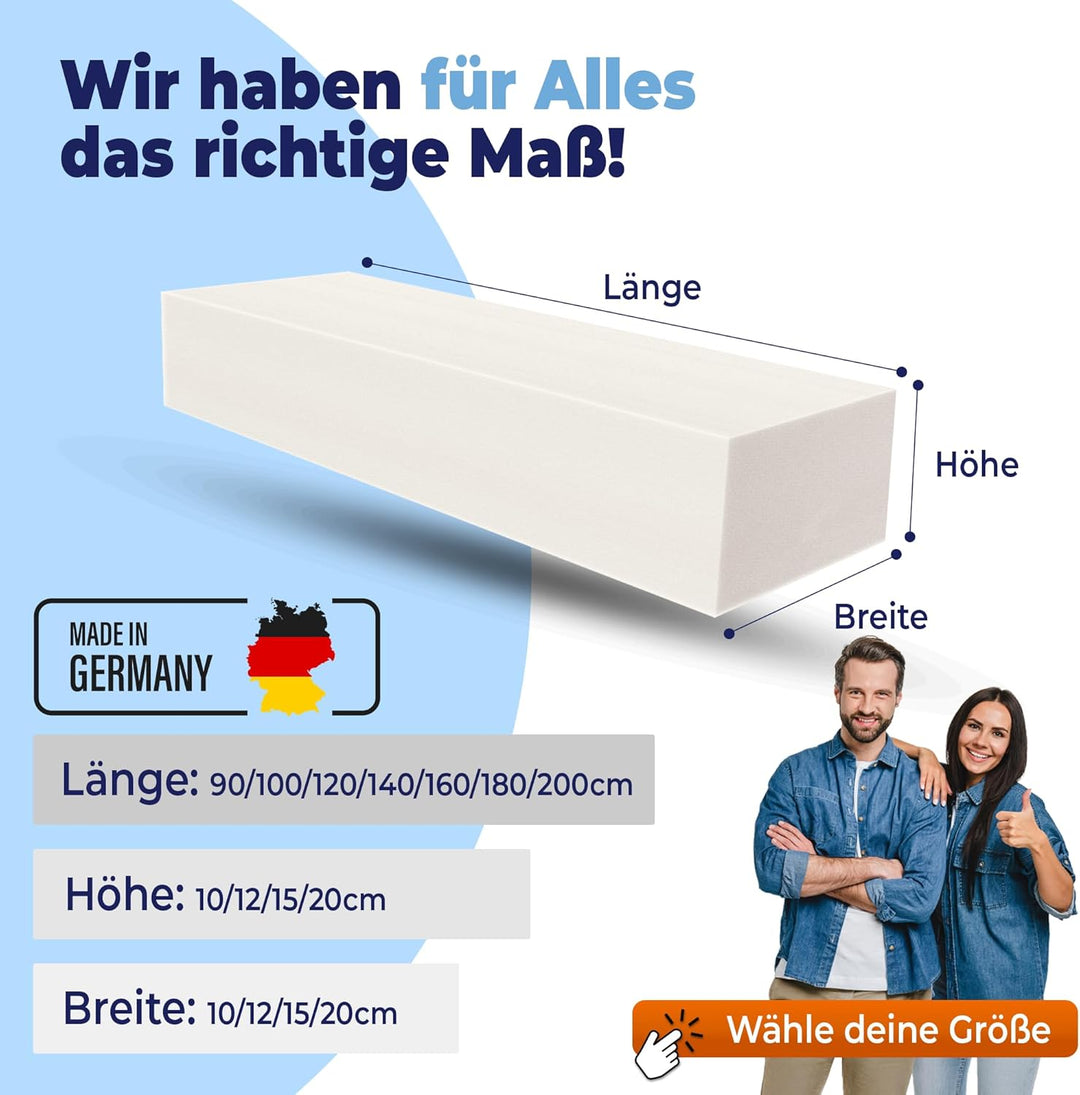 saarschaum • Schaumstoffstreifen Matratzenverlängerung • Schaumstoff Zuschnitt • Bett Lückenfüller •