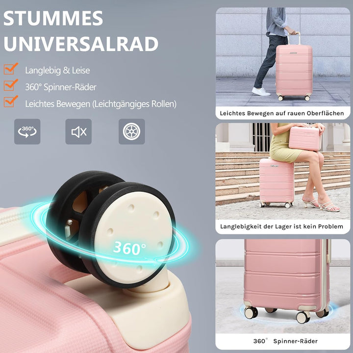 Joyway Kofferset 3 Teilig Hartschale mit 4 Rollen und TSA-Schloss Der Gepäcksets Enthält 1 Kosmetikk