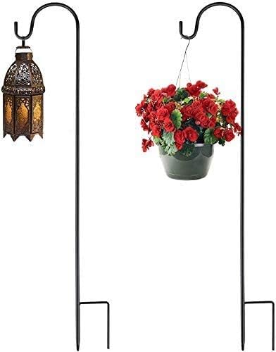 XNX Robuster Metall Gartenstab, Laternenstab - H 120cm, D 8mm, Schäferstock (Schwarz-6)