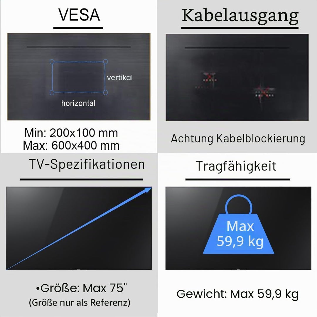 Suptek TV Deckenhalterung für 37-75 Zoll Fernseher, höhenverstellbar, neig- und schwenkbar, VESA 600