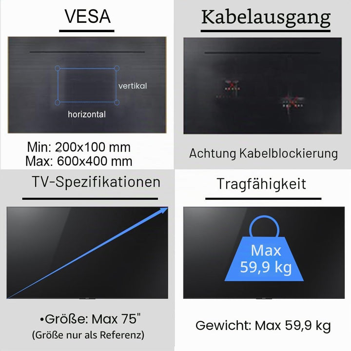 Suptek TV Deckenhalterung für 37-75 Zoll Fernseher, höhenverstellbar, neig- und schwenkbar, VESA 600