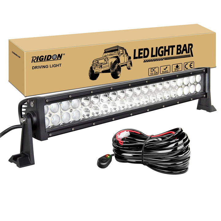 RIGIDON Led lichtleiste kfz mit 12v kabelbaum kit, 22 Zoll 55cm 120W offroad beleuchtung Led bar für