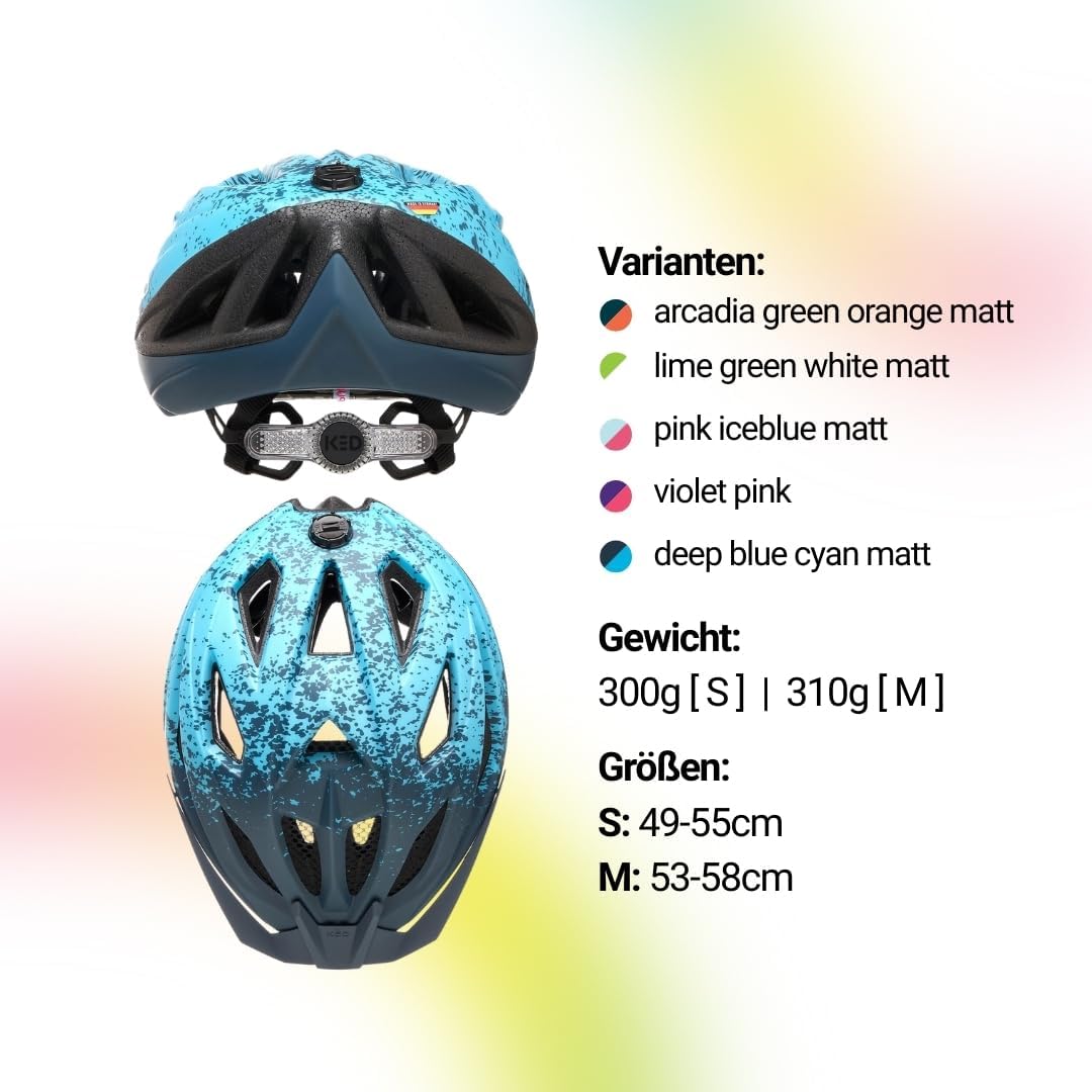 Street Jr Pro Kinder- und Jugend-Fahrradhelm mit LED Rücklicht, 300g, Made in Germany, Maxshell-Tech