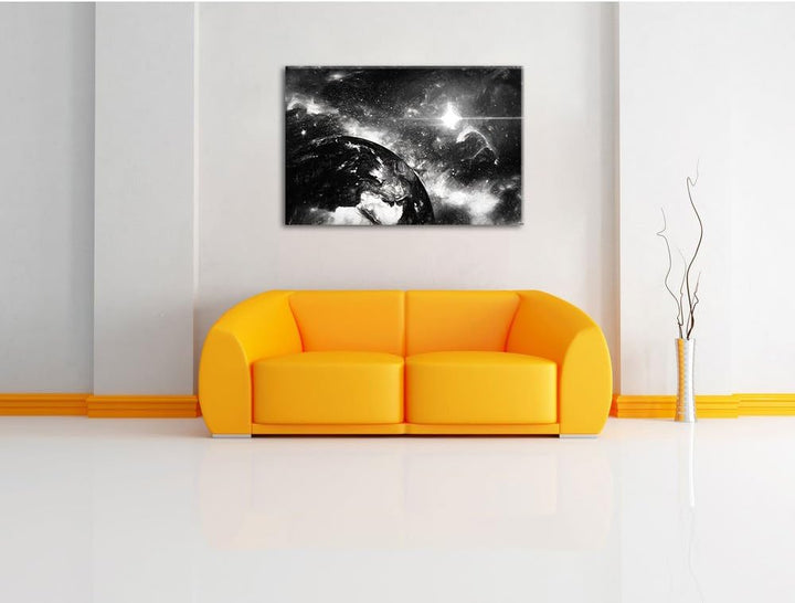 Pixxprint die Erde von Oben bei Nacht Kunst als Leinwandbild/Grösse: 100x70 / Wandbild/Kunstdruck/fe