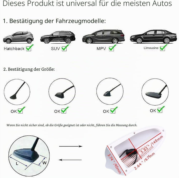 Possbay Haifischflossen-Antenne Auto Antenne AM FM Radio Signal Antenne Klebeband Basis Super Funkti