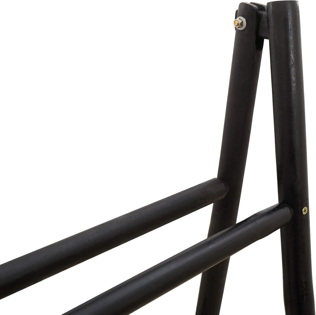 vidaXL Doppel-Handtuchleiter Schwarz 50 x 50 x 159 cm Bambus, freistehender Handtuchhalter, Badezimm
