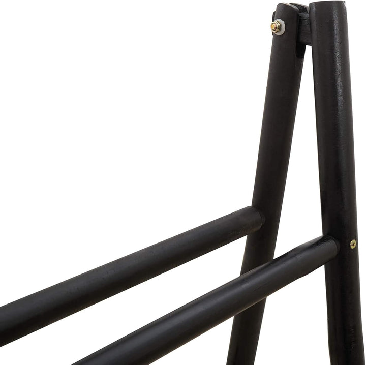 vidaXL Doppel-Handtuchleiter Schwarz 50 x 50 x 159 cm Bambus, freistehender Handtuchhalter, Badezimm