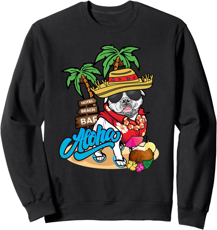 Aloha Hawaii Funny Pit Bull Dog Hawaii Leis Souvenir Sweatshirt